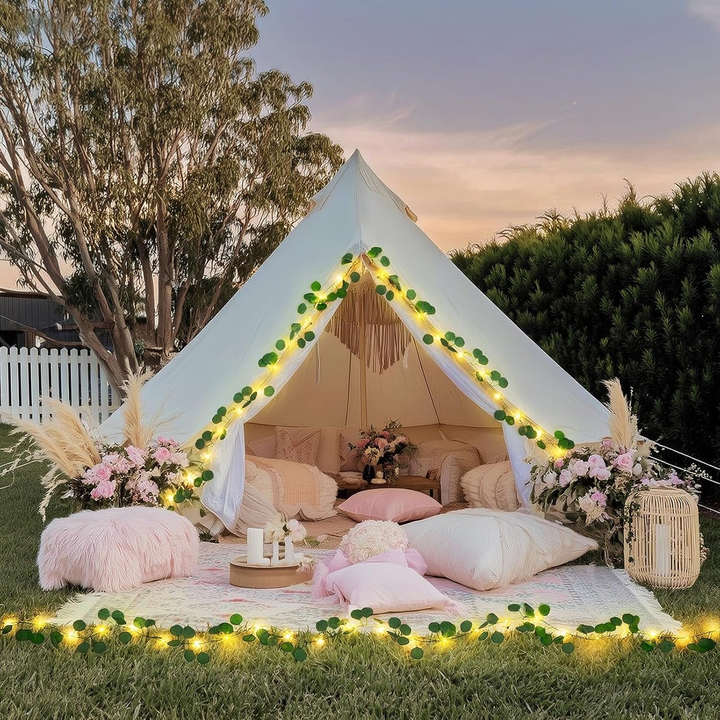 JMEXSUSS 33 FT 100 LED Eucalyptus Vine Fairy Lights, Vines with Lights Battery Operated with