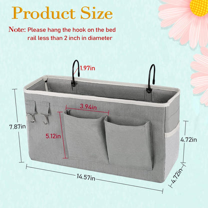 Bedside Storage Caddy/Bedside Hanging Storage Bag for Headboards Bunk Beds Dorm Rooms Book Phone