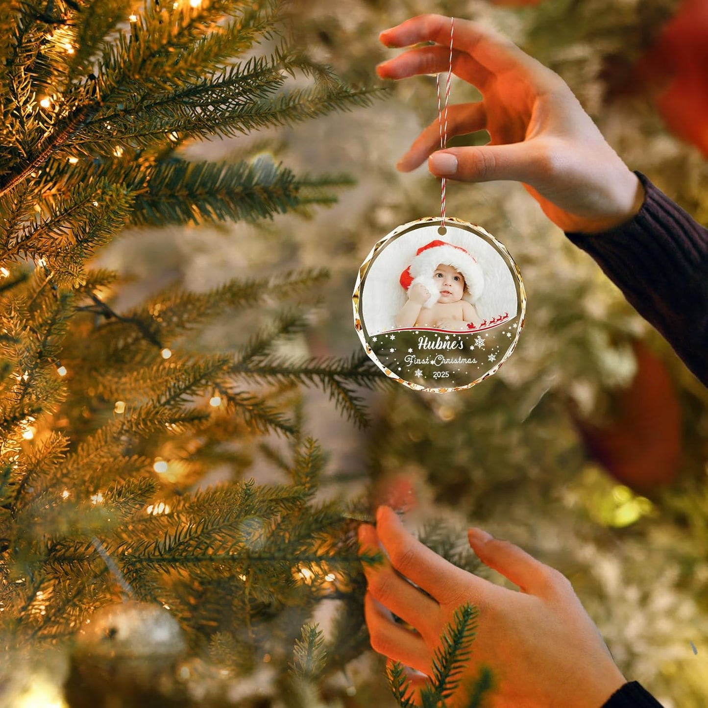 Bemaystar Baby First Christmas Ornaments 2025–Personalized Crystal Ornaments with Photo and