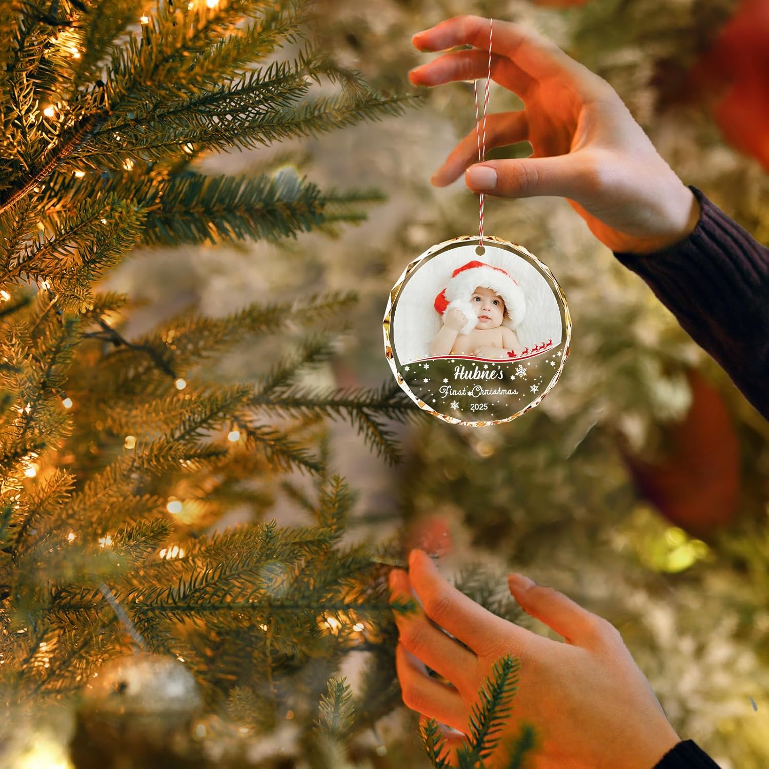 Bemaystar Baby First Christmas Ornaments 2025–Personalized Crystal Ornaments with Photo and