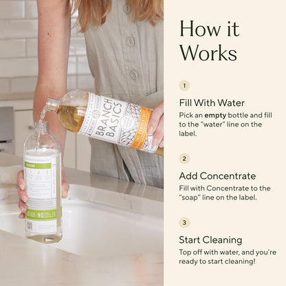 Branch Basics Cleaning Essentials Kit: All Purpose Spray, Glass Cleaner, and Bathroom Cleaner