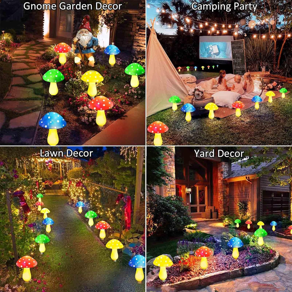 8-Pack Solar Mushroom Lights for Garden Decor, 8 Modes Waterproof Outdoor Garden Mushroom Lamp