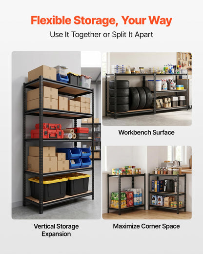 VEVOR Storage Shelves, 5-Tier Adjustable, 2500 lbs Capacity, Heavy Duty Garage Storage Shelving