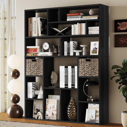 BLANKSPACE 71" H Large Bookcase with 6 Open Shelves & 2 Baskets - Heavy Duty Storage Shelf for Home