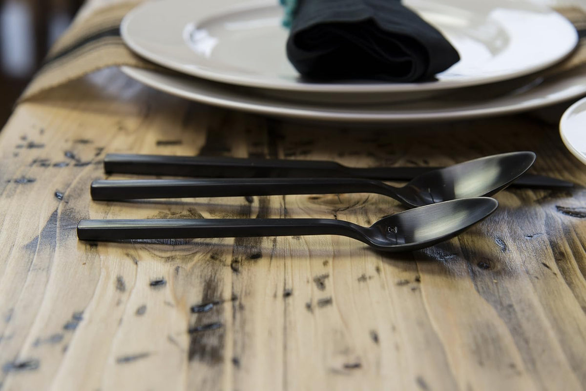 Fortessa Arezzo 18/10 Stainless Steel Flatware, 5 Piece Place Setting, Service for 1, Brushed Black