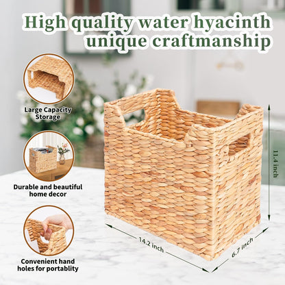 Magazines Holders, Handwoven Magazine Basket for Bathroom, Water Hyacinth Wicker Magazine Rack for