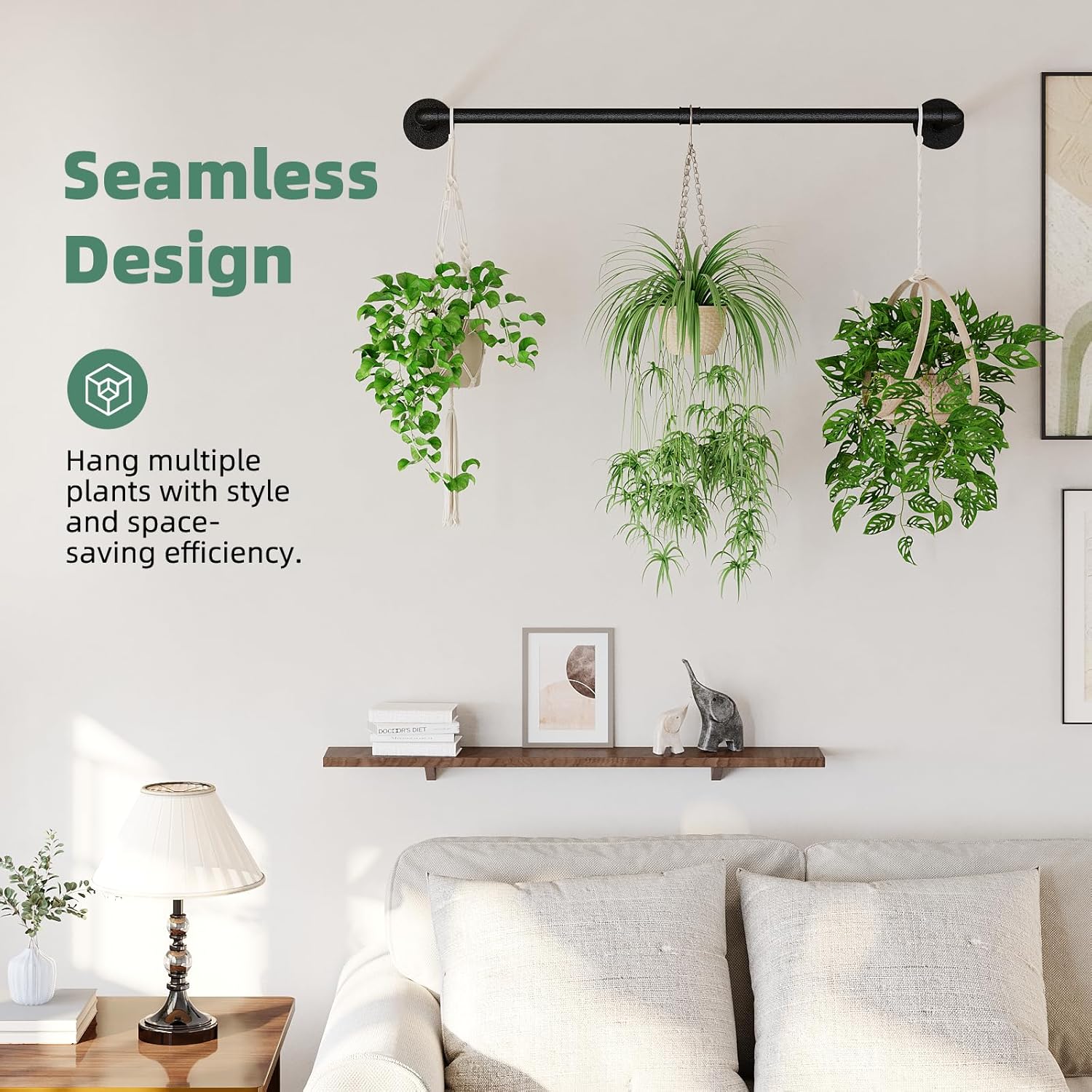 Plant Hanger Indoor Hanging Planters for Indoor Plants Hanging Plant Holder Black Metal