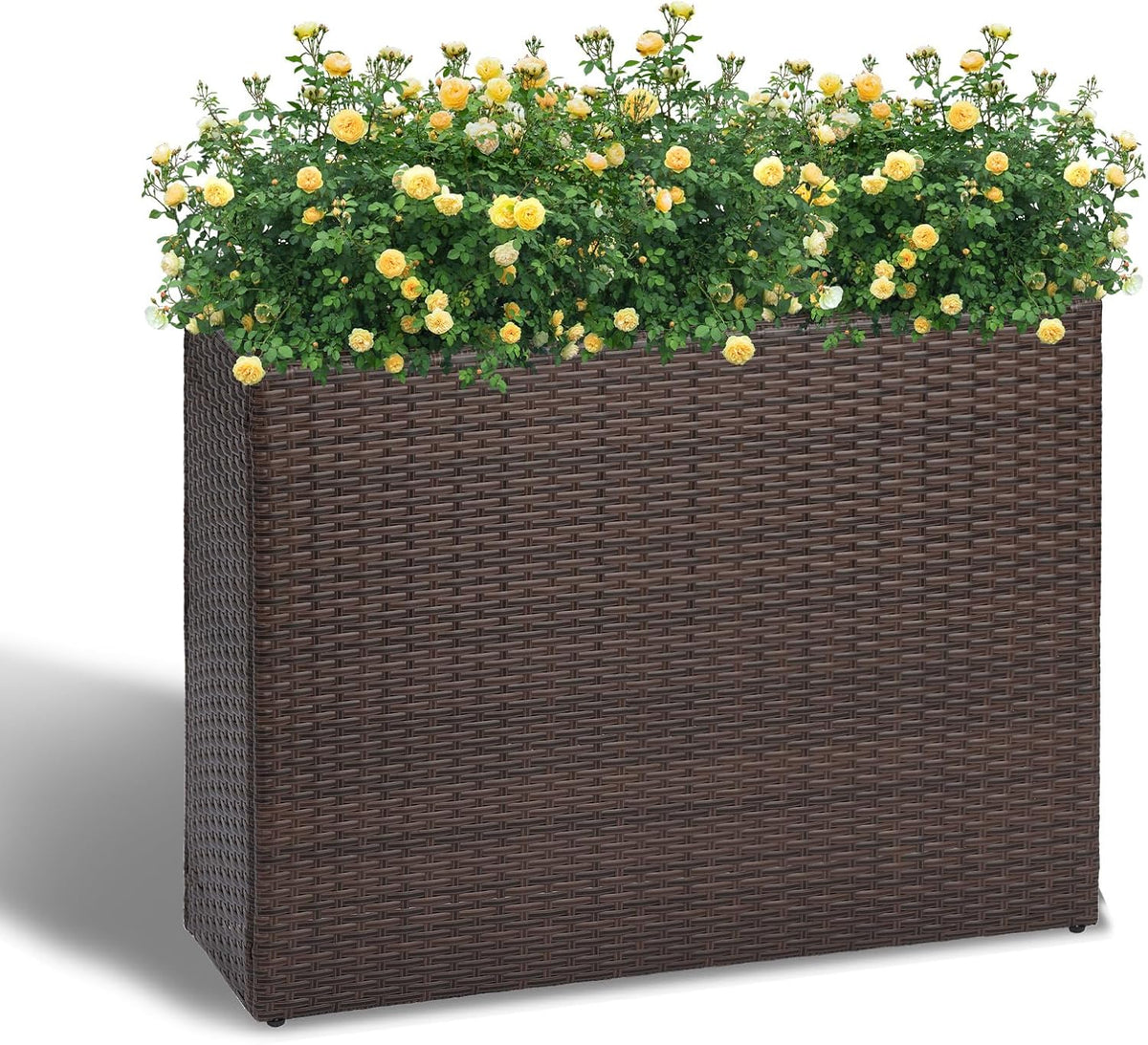 LEWIS&WAYNE Large Rectangular Block Planter Box Handmade Wicker Tall Planters for Outdoor Plants