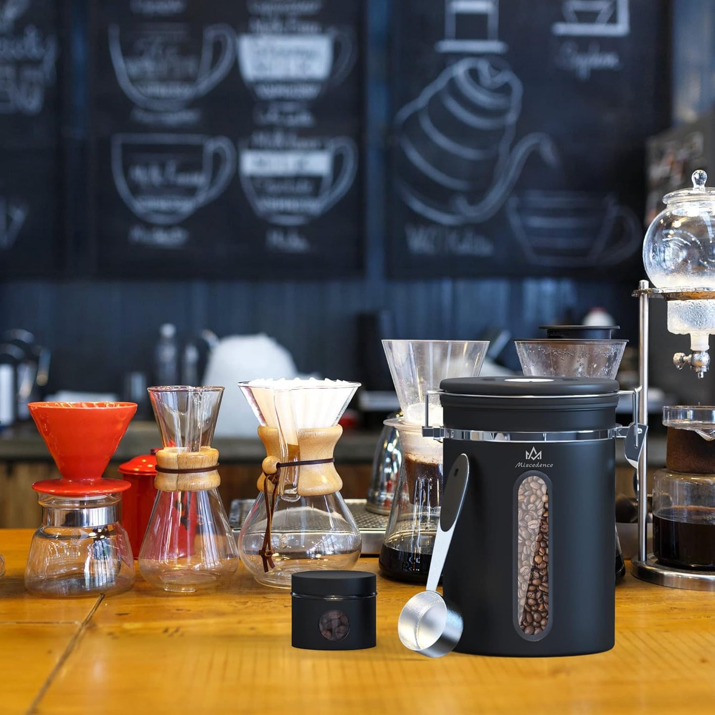 Coffee canister for ground coffee with Transparent Window,Date Tracker,CO2 Valve 304 Stainless