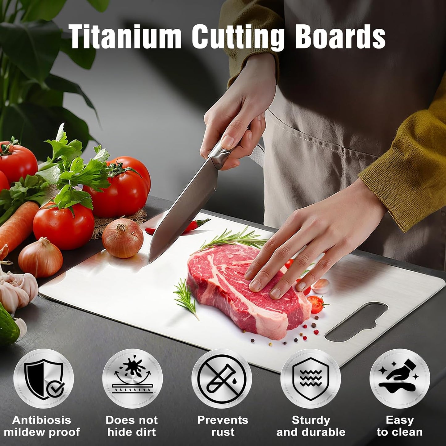 Titanium Cutting Board for Kitchen - 100% Pure Titanium Cutting Boards Non Toxic - 2025 New Upgrade