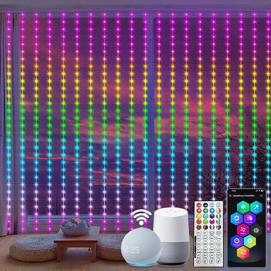 ZAIYW WiFi Smart RGB Color Changing Curtain Lights - 600 LED, Compatible with Alexa, App Control