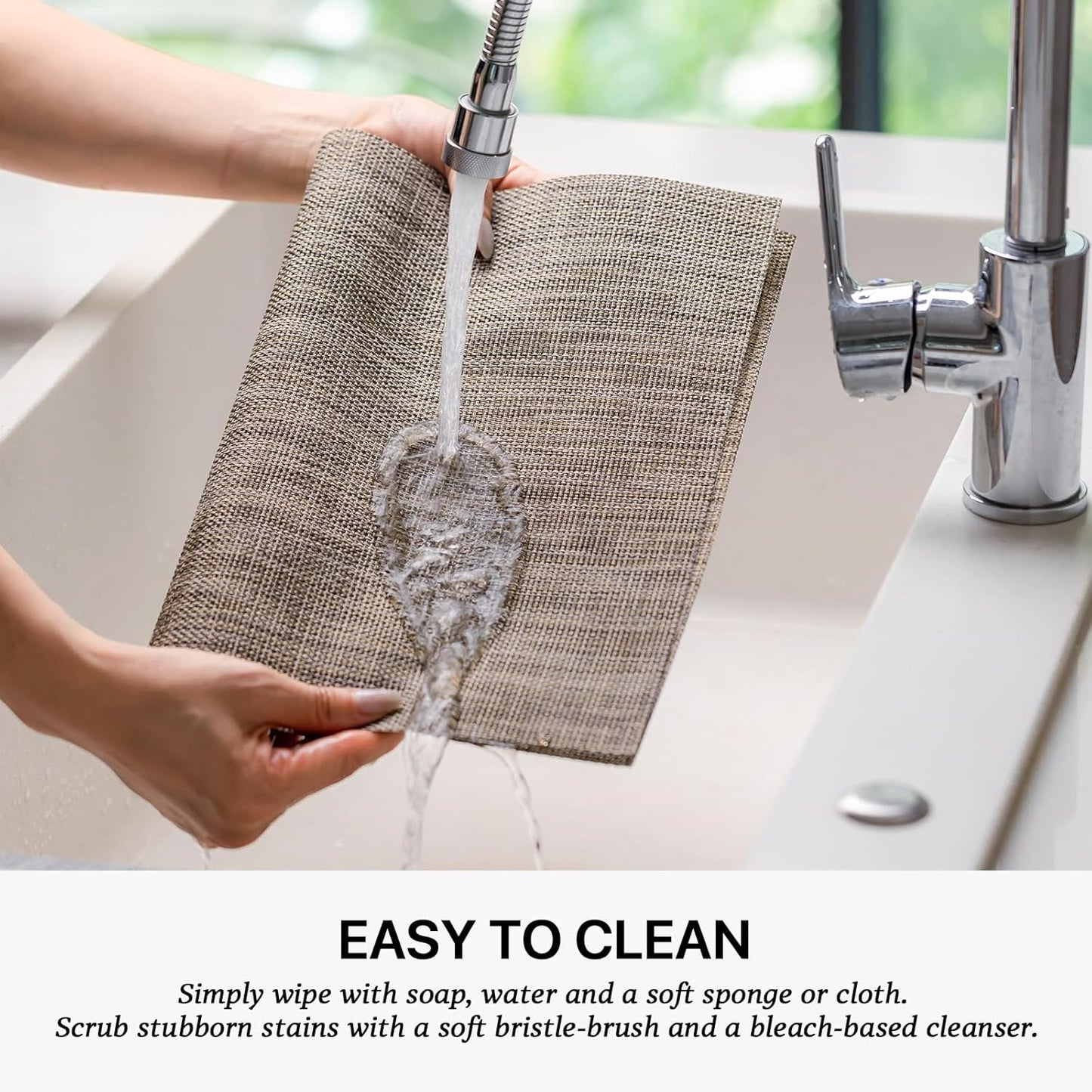 LEXMORE Placemats Set of 4 Vinyl/Plastic Woven Place Mats for Kitchen Table Indoor/Outdoor Washable