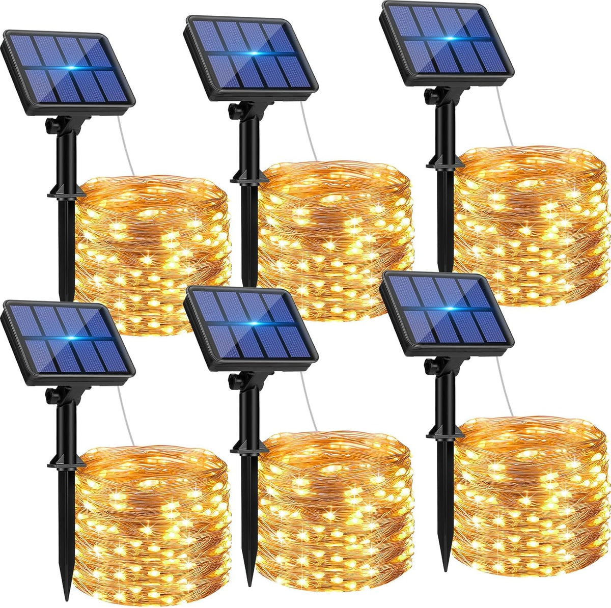 btfarm Solar String Lights for Outside, 6 Pack 198FT 480LED Solar Fairy Lights Waterproof with 8