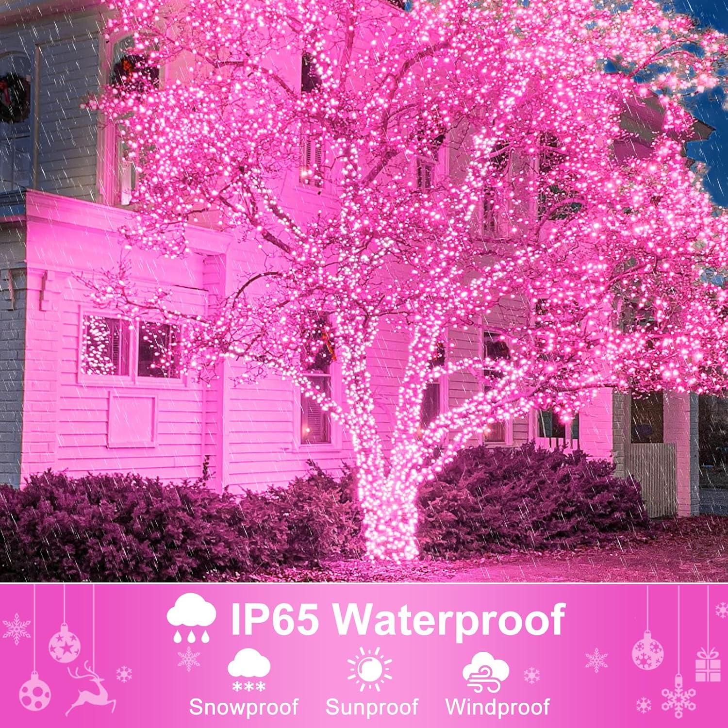 Christmas Lights Outdoor, 66FT 200 LED Christmas Tree Lights with 8 Modes Waterproof, Plug in Green