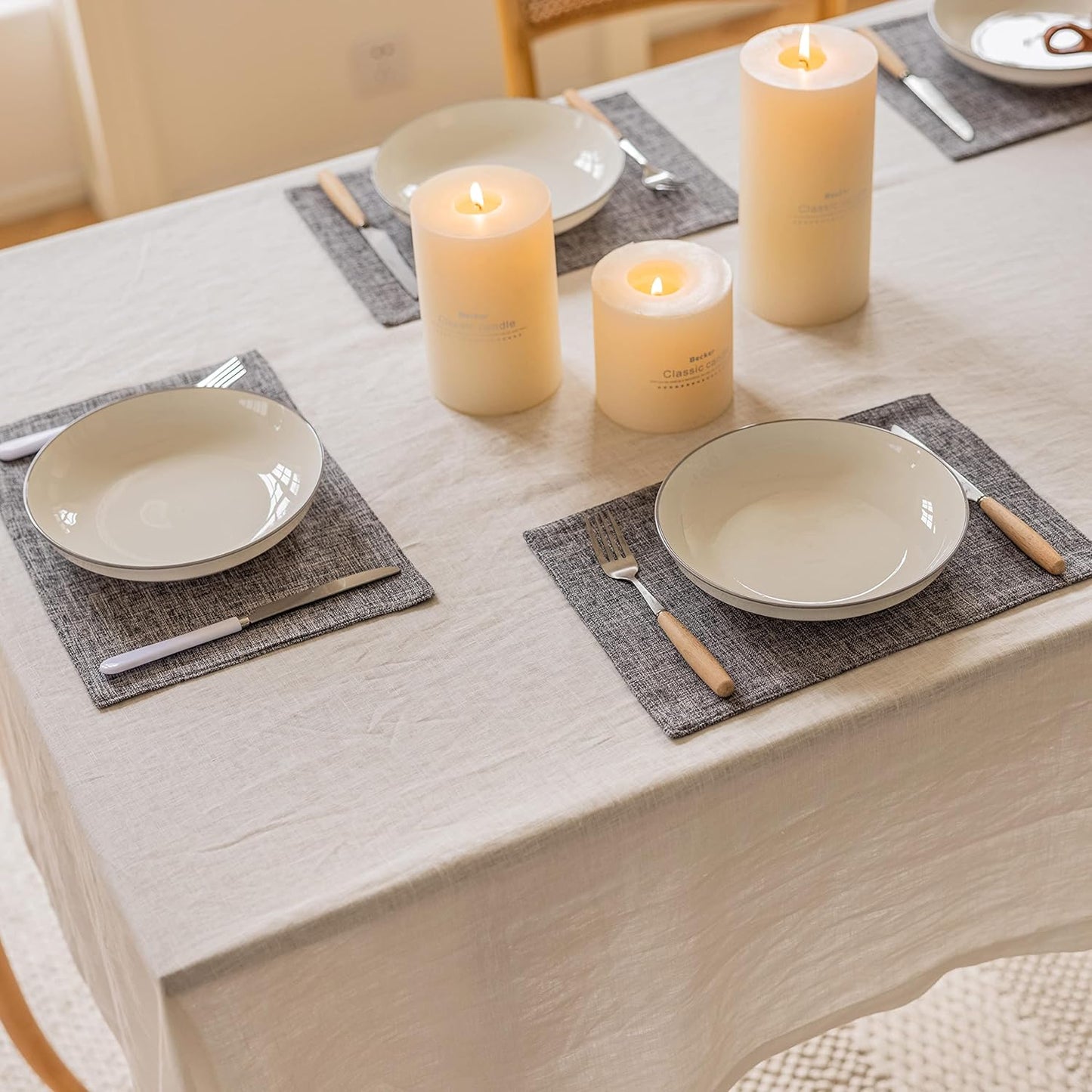Home Brilliant Linen Placemats Set of 6 Heat Resistant Washable Placemats for Parties Buffet