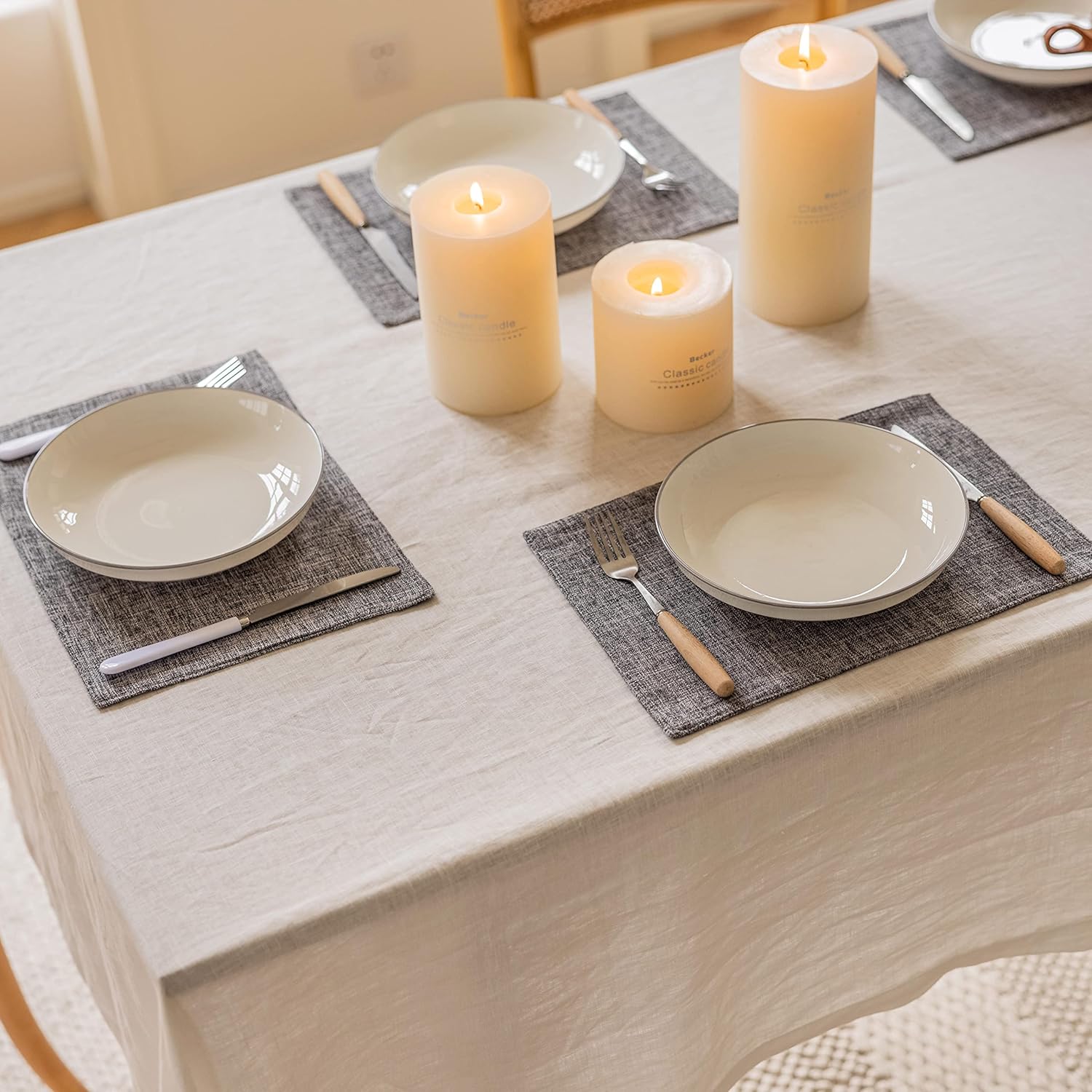 Home Brilliant Linen Placemats Set of 6 Heat Resistant Washable Placemats for Parties Buffet