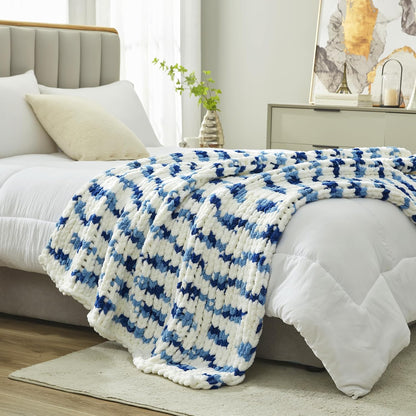 Amélie Home Chunky Knit Throw Blanket for Couch, Soft Chenille Crochet Blanket for Sofa, 50"x60"