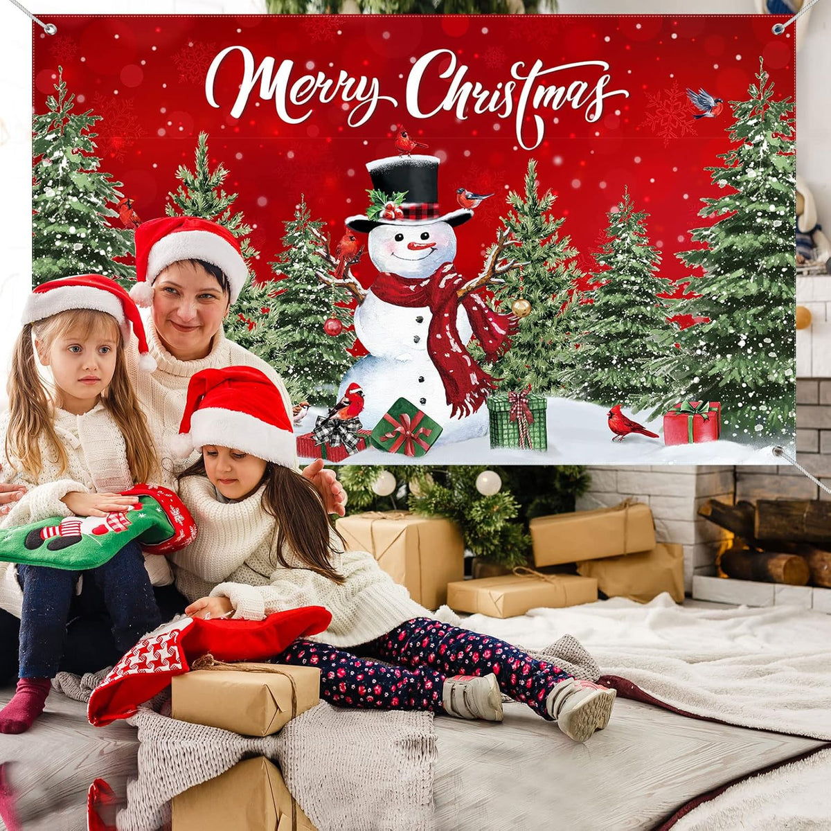 Irenare Christmas Backdrop Merry Christmas Banner Party Decoration Xmas Photography Background