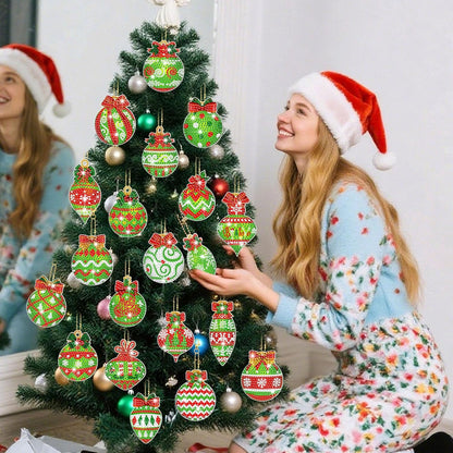 Tondiamo 20 Pcs Christmas Diamond Painting Keychain Kits 5D DIY Diamond Art Pendants Double Sided