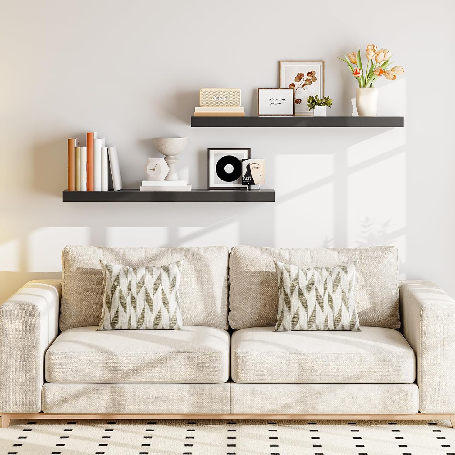 HOOBRO Floating Shelves for Wall, Wall Mounted Shelf Set of 2, 39.4" Hanging Shelf with Invisible