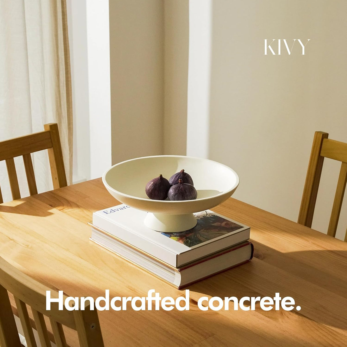 KIVY Concrete Fruit Bowl for Kitchen Counter - Large Decorative Bowl for Home Decor - Modern Fruit
