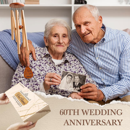 60th Wedding Anniversary Wind Chime, Happy 60th Anniversary Romantic Gifts for Couple, Parents