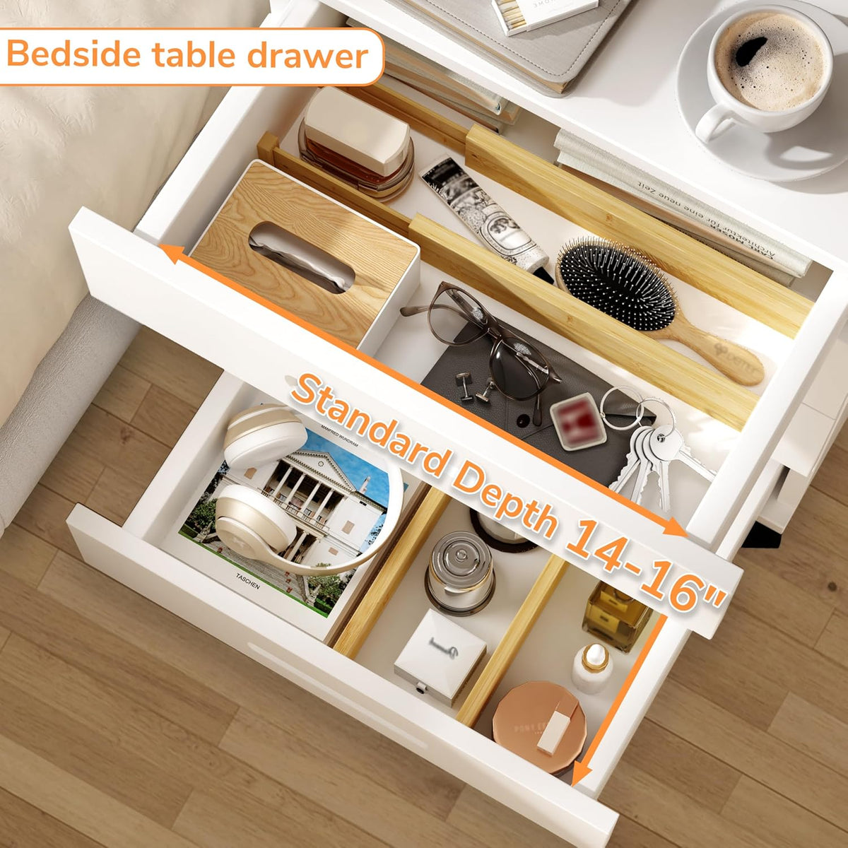 BAMEOS Drawer Divider,Expandable Bamboo Separators Adjustable Utensil Knife Fork Tool Kitchen