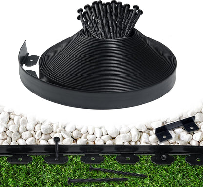 Landscape Edging Border 100 FT 2 Inch Tall with 180 Spikes, Plastic Edging for Landscaping, Garden