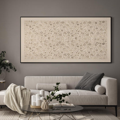 SIGNWIN 36"x72" Extra Large Framed Wall Art Vintage Botanical Sketch with Detailed Floral Pattern