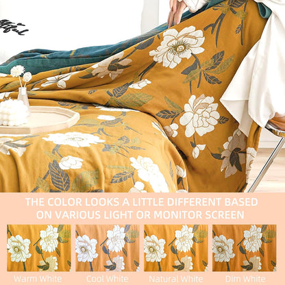 Boho Throw Blanket for Bed - 100% Pure Cotton Ultra Soft Rustic Quilt - Farmhouse Decor Bed