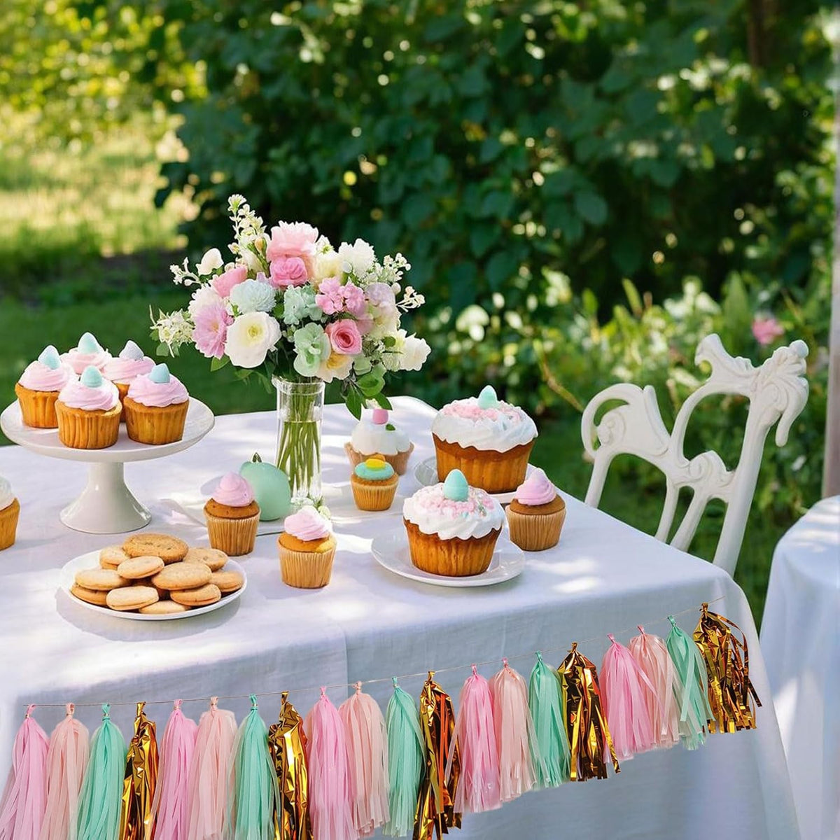 Shiny Tassel Garland Tissue Paper Tassel Banner,Tassels Party Decorations for