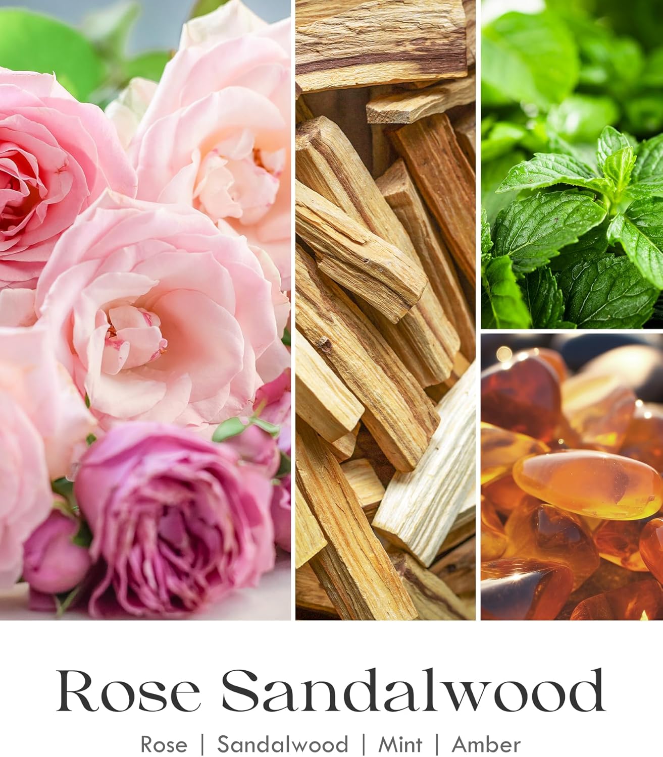 AOOVOO Rose Sandalwood Candles - 9 oz Scented Candles, Aromatherapy Candle, Soy Candle for Home