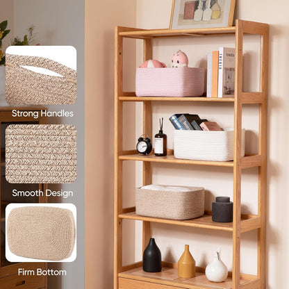 OIAHOMY 4 Pack 14.17*11.02*6.3IN Storage Baskets for Organizing Shelves, Woven Rope Baskets for