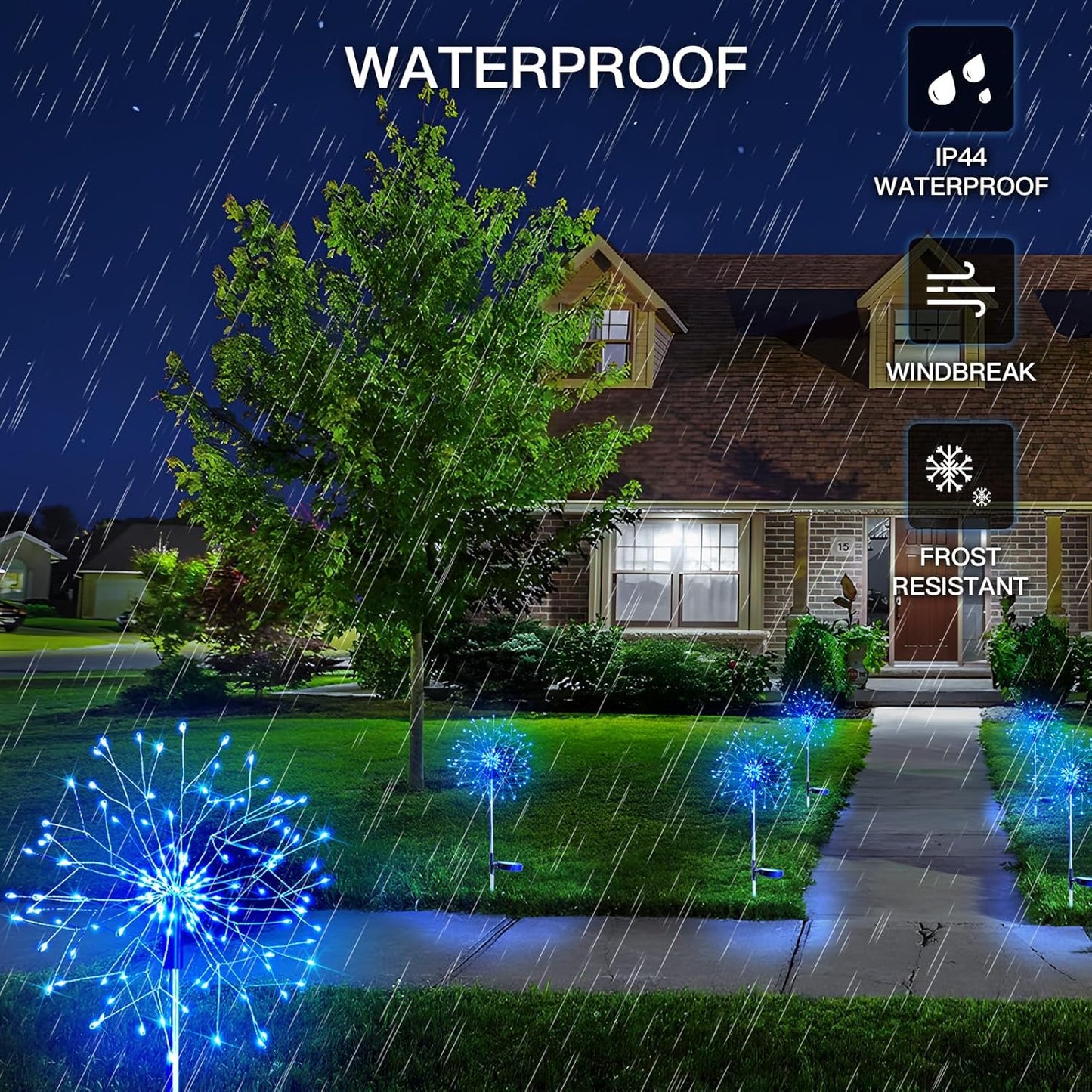 suddus Solar Garden Lights Outdoor Waterproof Decorative, 2Pack 150LED Firework Lights, Solar Fairy