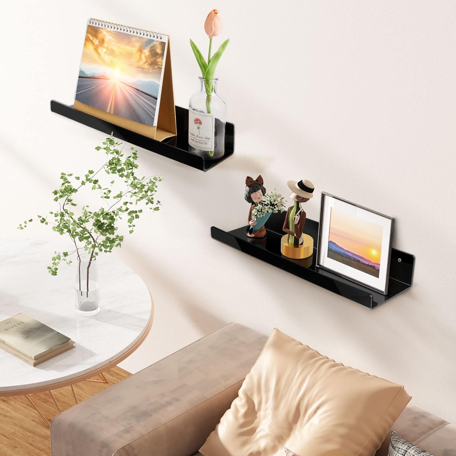 upsimples Acrylic Shelves for Wall Decor, 15" Display Shelf Perfume Organizer for Bathroom