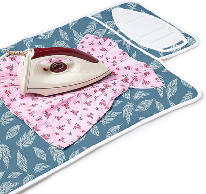 Encasa XO Ironing Mat/Pad (Small 28"x20") with 3mm Padding & Silicone Iron Rest for Steam Pressing