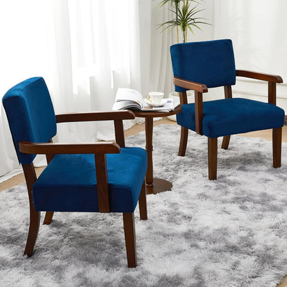 Accent Chair Set of 2 with Table, Living Room Chairs with Velvet Soft Seat & Armrests for Living