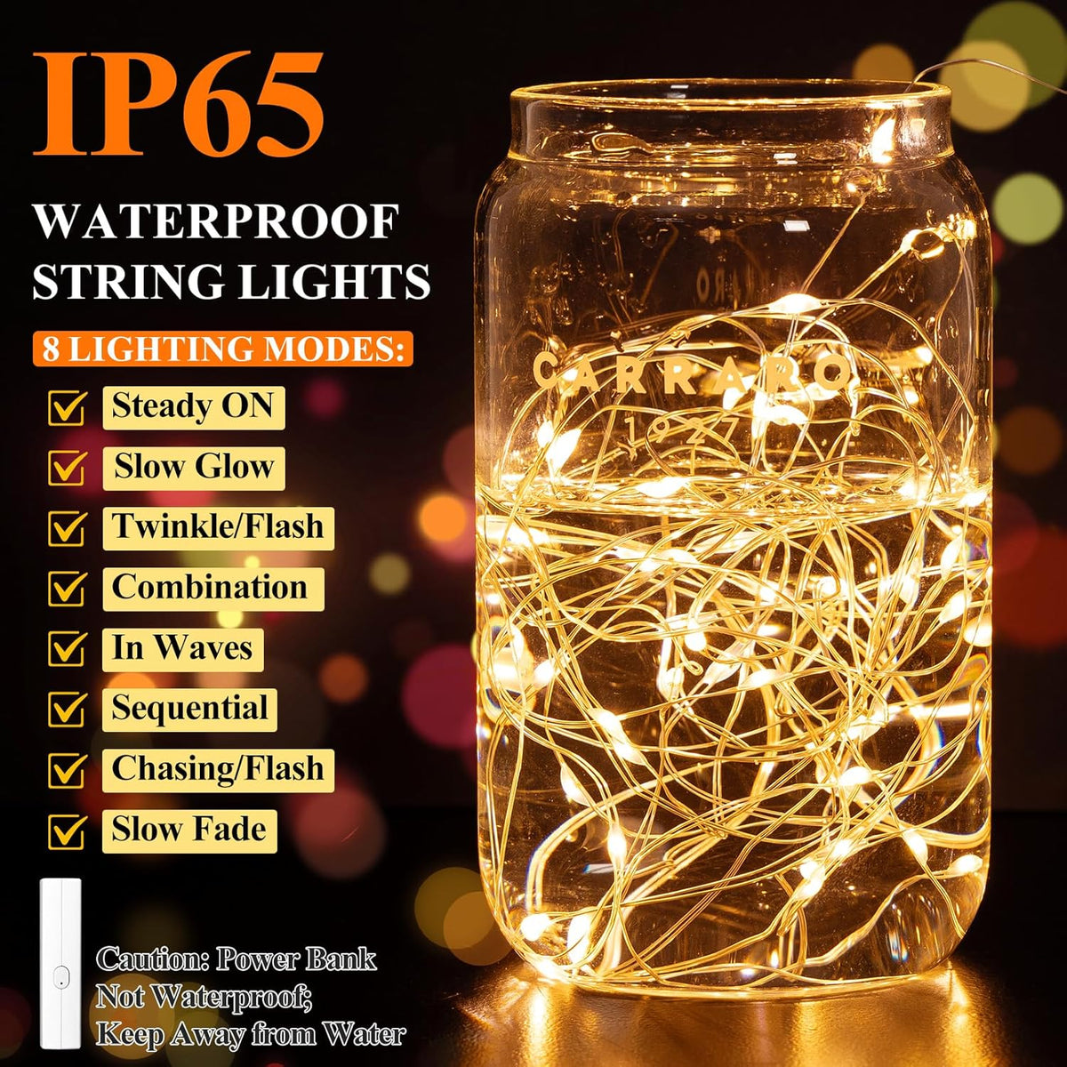 Lakumu Mini Fairy Lights Battery Operated, Twinkle Lights with Timer, Rechargeable LED String