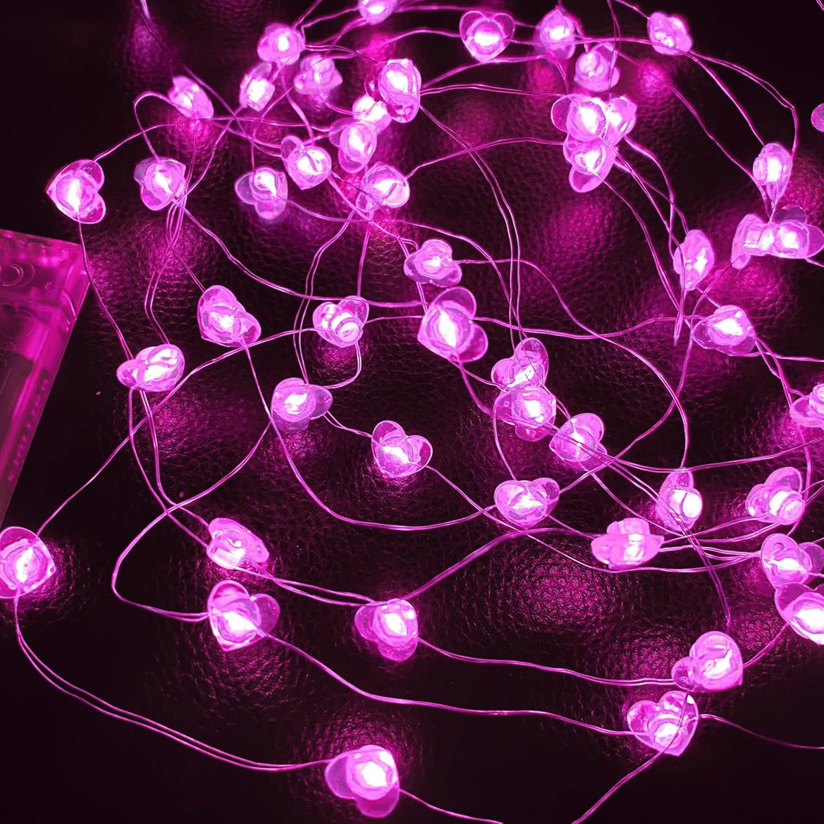 10FT Pink Heart Fairy Lights Battery Operated with Timer for Mothers Day Decoration, LED String