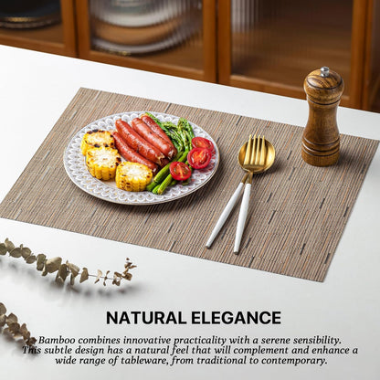 LEXMORE Placemats Set of 8 Vinyl/Plastic Woven Place Mats for Kitchen Table Indoor/Outdoor Washable