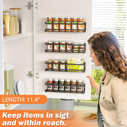 Spice Rack wall mounted 2 Pack, Space-Saving Spice Organizer for Spice Jars and Seasonings,Screw or