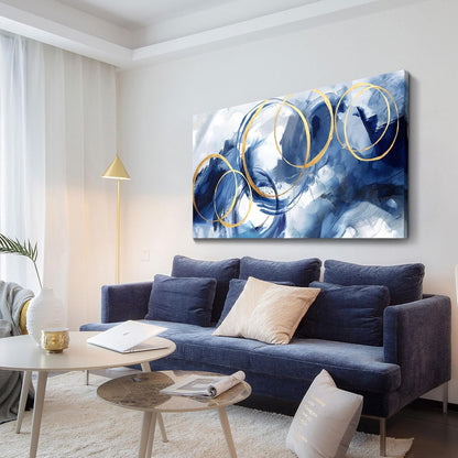 AJAZIKO Abstract Wall Art Blue Modern Art Wall Decor Artwork For Walls Living Room Huge Wall Canvas