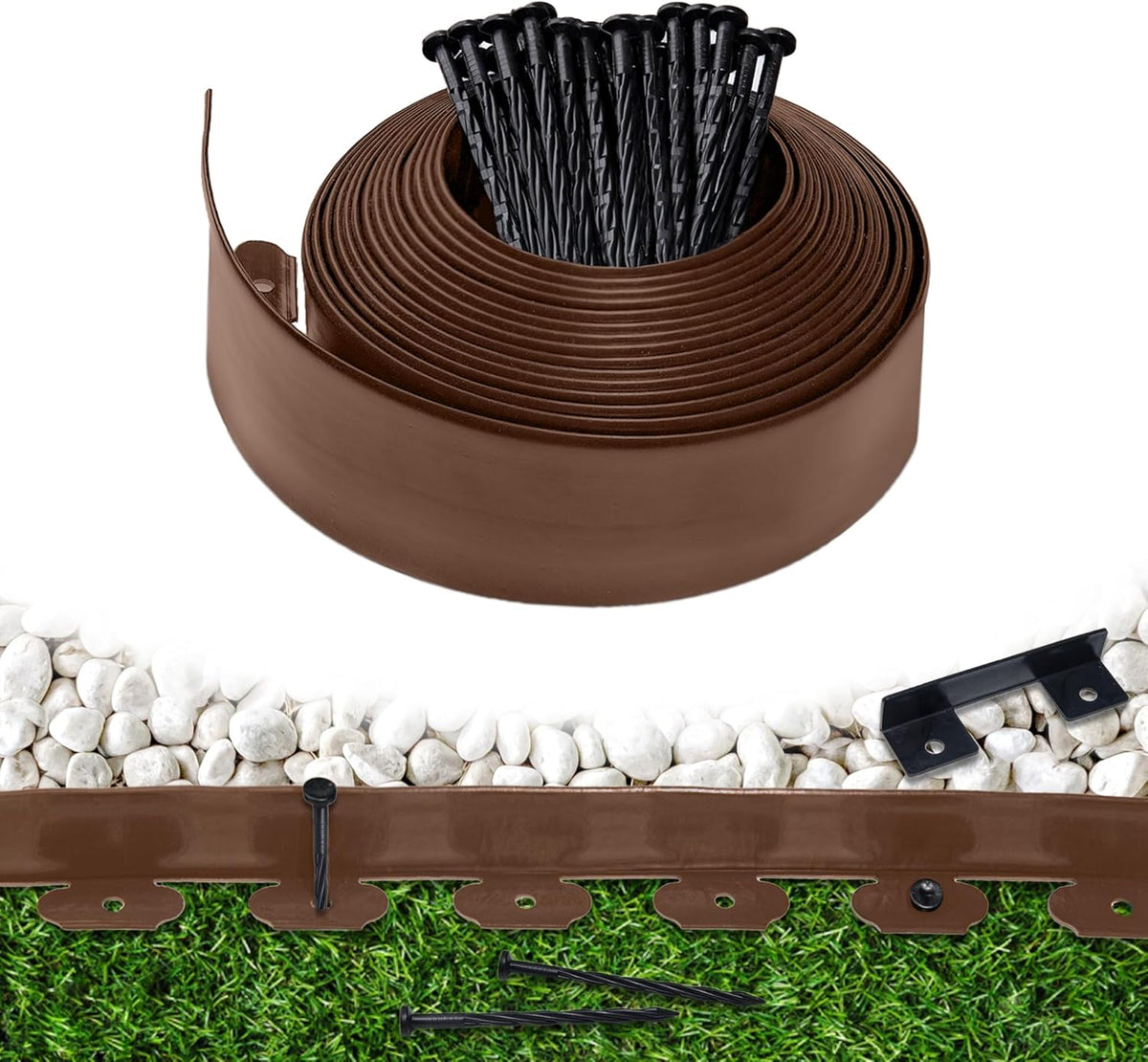 Landscape Edging Border 100 FT 4 Inch Tall with 180 Spikes, Plastic Edging for Landscaping, Garden
