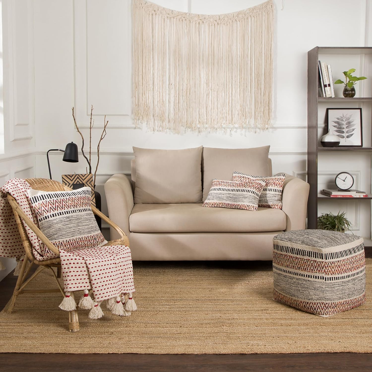 REDEARTH · Tufted Pouf Ottoman with Filler Textured Storage Cube Bean Bag Pouffe Footrest for
