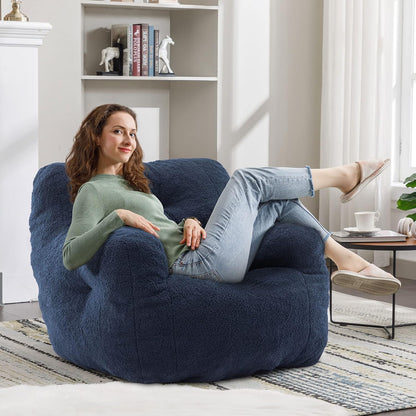 Recaceik Bean Bag Chairs, Tufted Soft Stuffed Bean Bag Chair with Filler, Fluffy Lazy Sofa