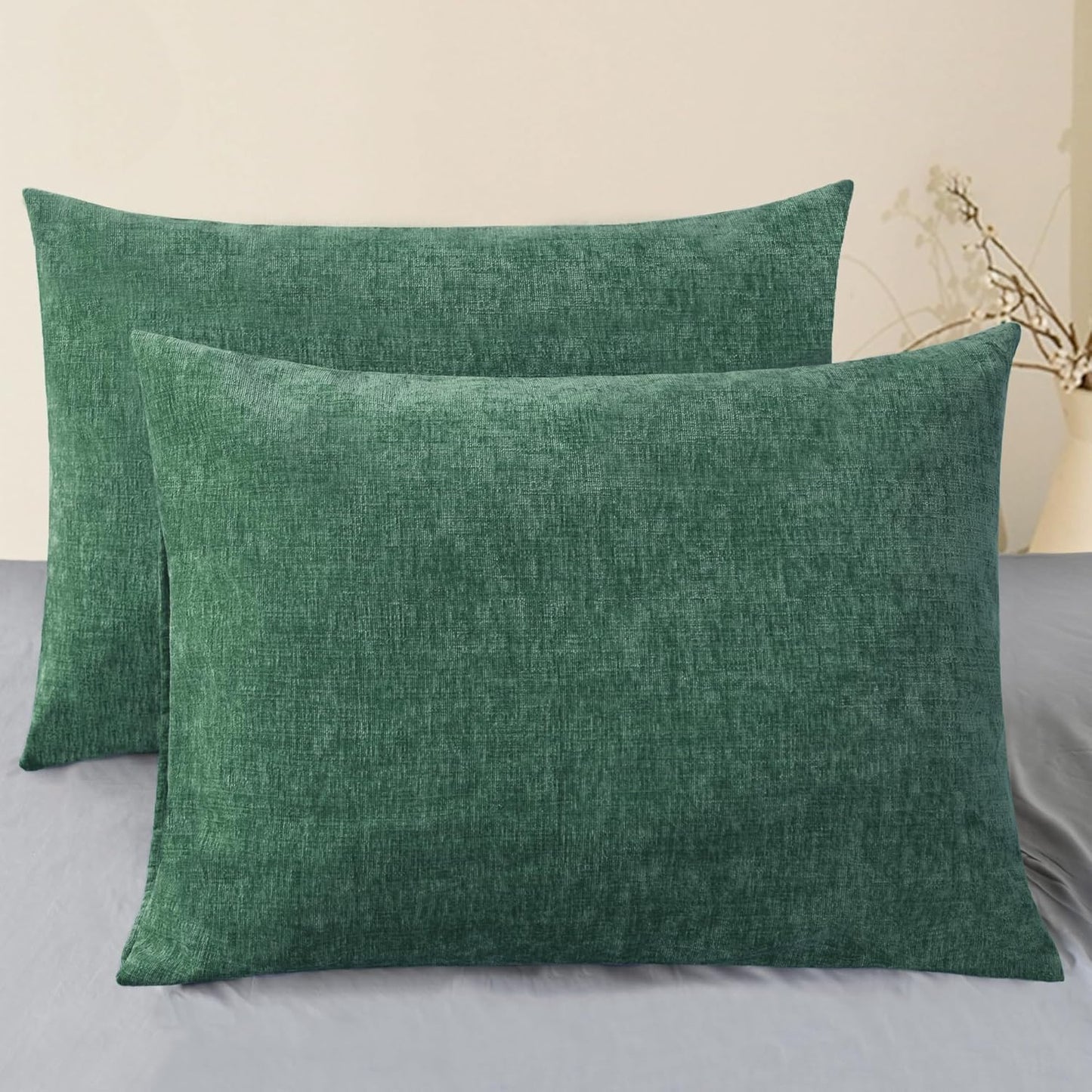 CaliTime Throw Pillow Covers Decorative 20 X 26 Inches Pack of 2 Cozy Chenille Standard Pillow