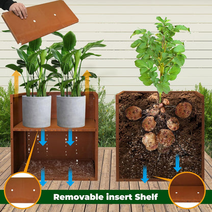 Galvanized Steel Metallic Heavy Planter for Outdoor Plants Metal Outdoor Planter Spliced Flower Box
