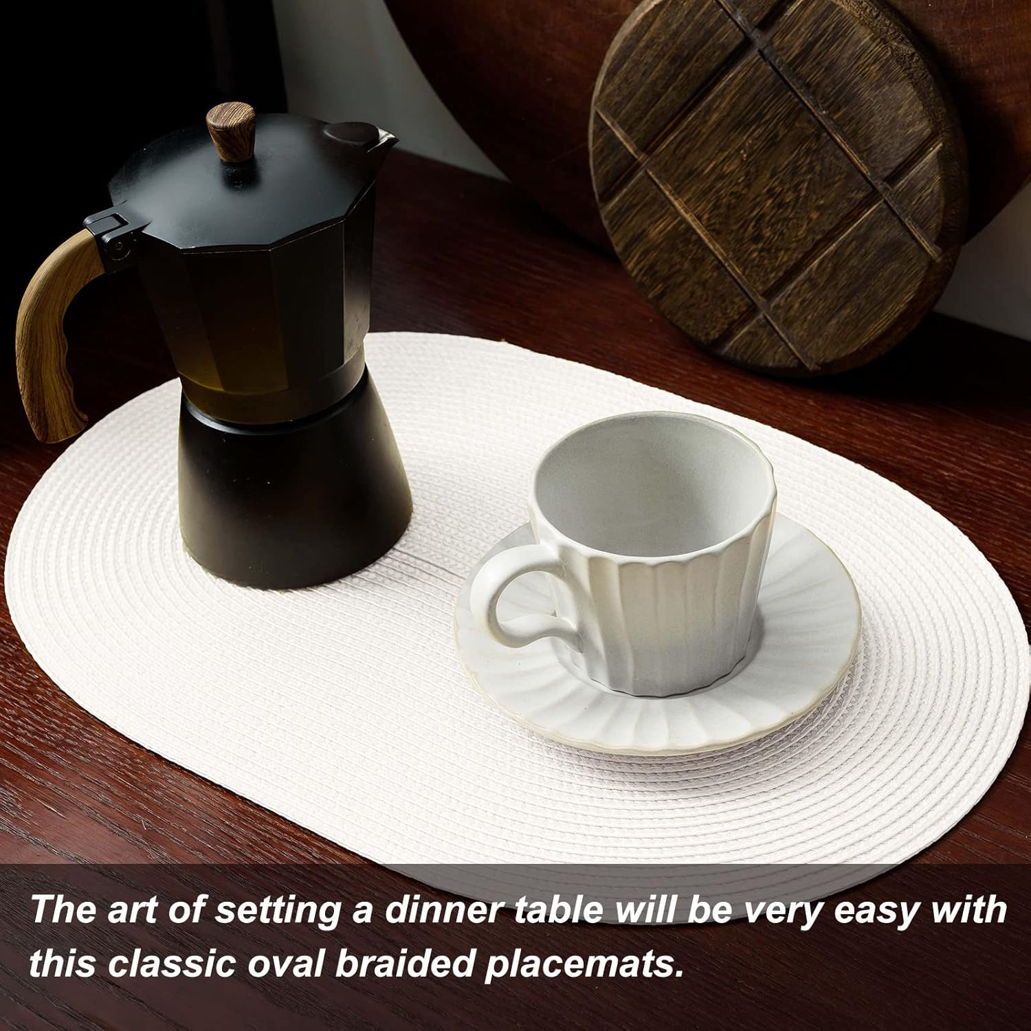 AHHFSMEI Placemats Set of 8 for Dining Table Washable Woven Vinyl Non-Slip 18x12 inches Placemat