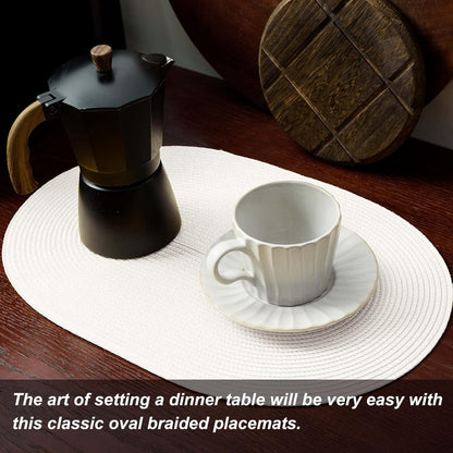 AHHFSMEI Placemats Set of 8 for Dining Table Washable Woven Vinyl Non-Slip 18x12 inches Placemat