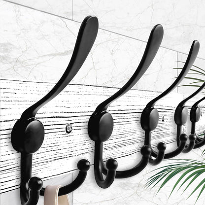 IBosins Wall Mounted Coat Rack, 31.4'' Long, Rustic Wood & Aluminum Coat Rack with 8 Black